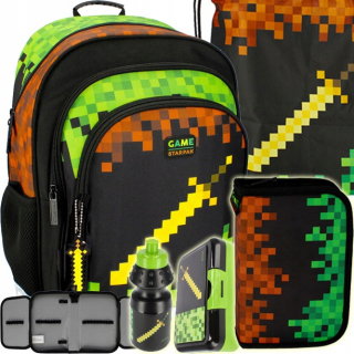 Školský batoh - Set batoh set čiernej školskej tašky Pixele 5el