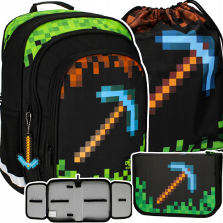 Školský batoh - Set batoh set School Bag Pixel Class 1 3