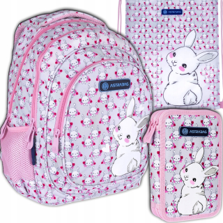 Školská taška - batoh, set, zostava - Sada batohov školskej tašky Bunny králik