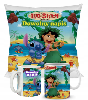 Detský vankúš - Set vankúšový pohár lilo a stich darček + meno