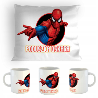 Detský vankúš - Sada vankúšov + hrnček Spiderman + darček s názvom