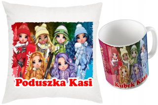 Detský vankúš - Nastaviť vankúš a hrnček dúhový vysoký + meno