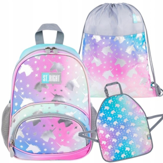 Školský batoh - Predškolská/škola set ombre Unicorns 3in1