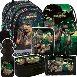 Školská taška - batoh, set, zostava - Sada školského batohu dinosaury 6el ceruzky vrece