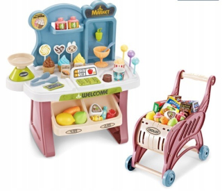 SET SHOP SUPERMARKET, CASH + TROLLEY PINK el 40.
