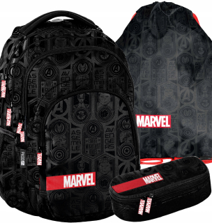 Školský batoh - Školská súprava Paso Marvel Black Batch Bag 3in1