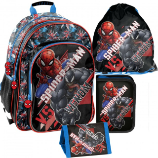Školská taška - batoh, set, zostava - Školský set Paso batoh Spiderman VENOM 4IN1