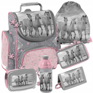 Aktovka - Školský set Paso Satchel Horses Kone 6IN1