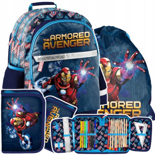 Školská taška - batoh, set, zostava - Avengers Iron Man Paso Backpack Set