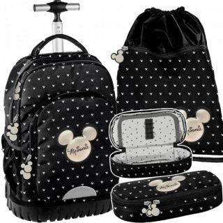 Školský batoh - Batohský batoh/kolesá Minnie Black Mouse Set