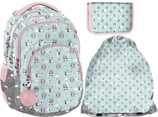 Školská taška - batoh, set, zostava - Školská Kit Batchpack Paso Panda 3in1