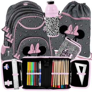 Školský batoh - Škola sada batohu ceruzka Case Case Mouse Minnie Class 1-3
