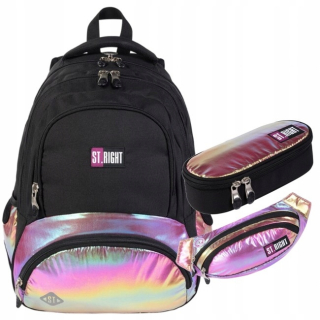 Školský batoh - Škola sada batohu St.right holo multicolor 3in1