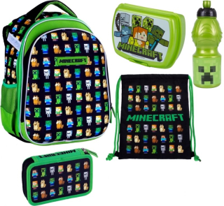Školská taška - batoh, set, zostava - Školská Kit Bathpack SchoolBag Minecraft