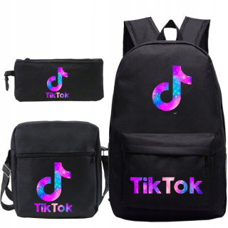 Školská taška, batoh - Sada TIC TOK GALAXY BACKPACK A4 BAG PUCE CASE NOVINKA