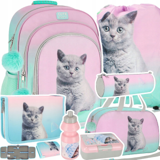XXL SET School Batoh pre dievčenské mačiatko