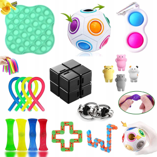 Sada Fidget Toys Anti-Stress Ties 19ks
