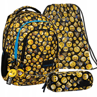 Školský batoh - Emoji School Set Batoh Cencil Case Bag Backup