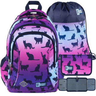 Školský batoh - ŠKOLSKÝ SET BATOH NOČNÉ MAČKY CAT BP26 ST.RIGHT