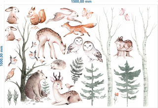 Samolepky do detskej izby - 3 ks plagáty farebné pole kvety Lis roe Deer a3