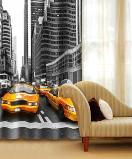 Detské závesy - Opona - žlté taxi v New Yorku 140x260