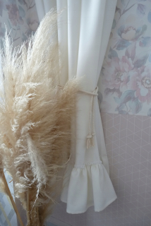 Detské závesy - Boho-natural-biele záclony s ozdôbkou do 140 cm