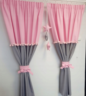 Detské závesy - Závesy riadenia rôznych šedých šitých do 140 cm