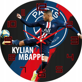 Detské hodiny do izby - Nástenné hodiny pre deti futbalista Kylian Mbappe 30c