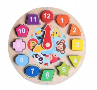 Drevené hodiny puzzle pre učenie