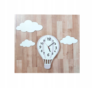 Detské hodiny do izby - Cloud Balloon Wall Clock Scandinavian Style Grey