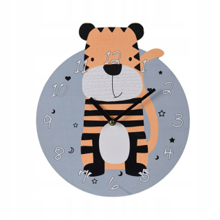 Hodiny do detskej izby - Okrúhle nástenné hodiny detský tiger 26 cm scandi