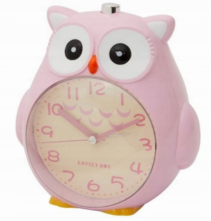 Hodiny do detskej izby - Detský budík Pink Owl W/A