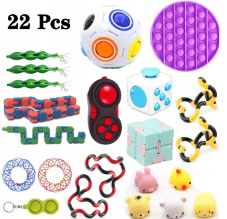 Sada 22 Fidget Cubes - Stres Sensory Toy