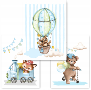 Obráz do detskej izby - Set 3 obrázky 30x40 metrických plagátov #70