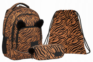 Školský batoh - 3in1 Back Up Up Backpack Leopard Print s ušami