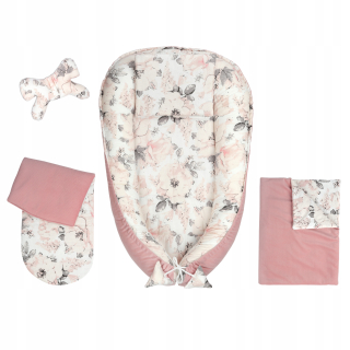 Hniezdo pre bábätko - Set 5in1 Baby Cocoon 71 + Velvet Dirty Pink