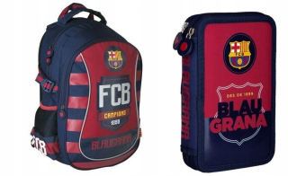 Školská taška - batoh, set, zostava - FC Barcelona Set FC-78 Školský batoh + puzdro na ceruzky