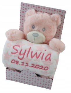 Prikrývka, prehozy na posteľ - Miś set - prikrývka s menom + maskot