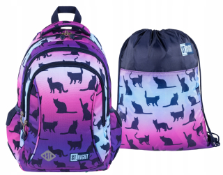 Školský batoh - Night Cats School Backpack set sv. Majewski