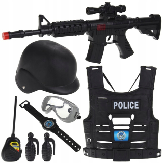 Sada policajného oblečenia Vest Weapon Helma Zvuk