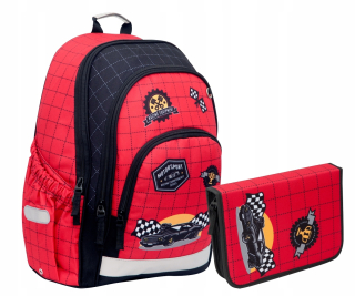 Školský batoh - Hama Racer School Set batoh + prípad ceruzky