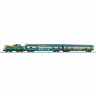 Osobná súprava PKP s SM42 + poschodové vozne,