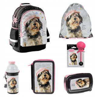 Školský batoh - Batoh set 21L +5 dielov paso pes v čiapke