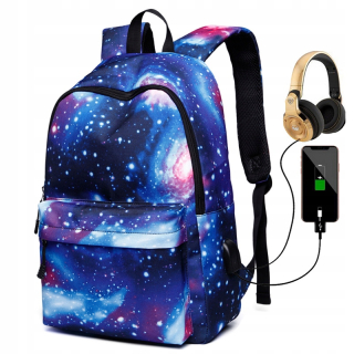 Školská taška - batoh, set, zostava - Mládežský školský batoh nastavený s USB portom