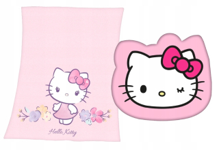 Prikrývka, prehozy na posteľ - Hello Kitty Gift Set vankúš + polárna prikrývka