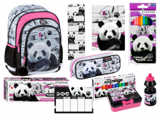 Školský batoh - Škola Set Panda Batoh+Cencil Case+Art School
