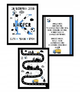 Obráz do detskej izby - Sada s rámami plagát Tipper Football 30x40