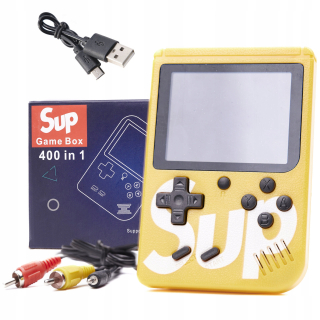 Žltá mini herná konzola Game Box 400 s reproduktorom