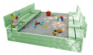 Detské pieskovisko - ZATVORENÝ SANDBOX S Lavičkou 120 x 120 + ZADARMO