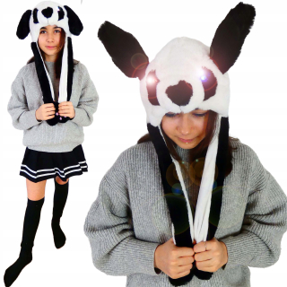 kigurumi klobúk pohybujúce sa uši žiariace panda oči